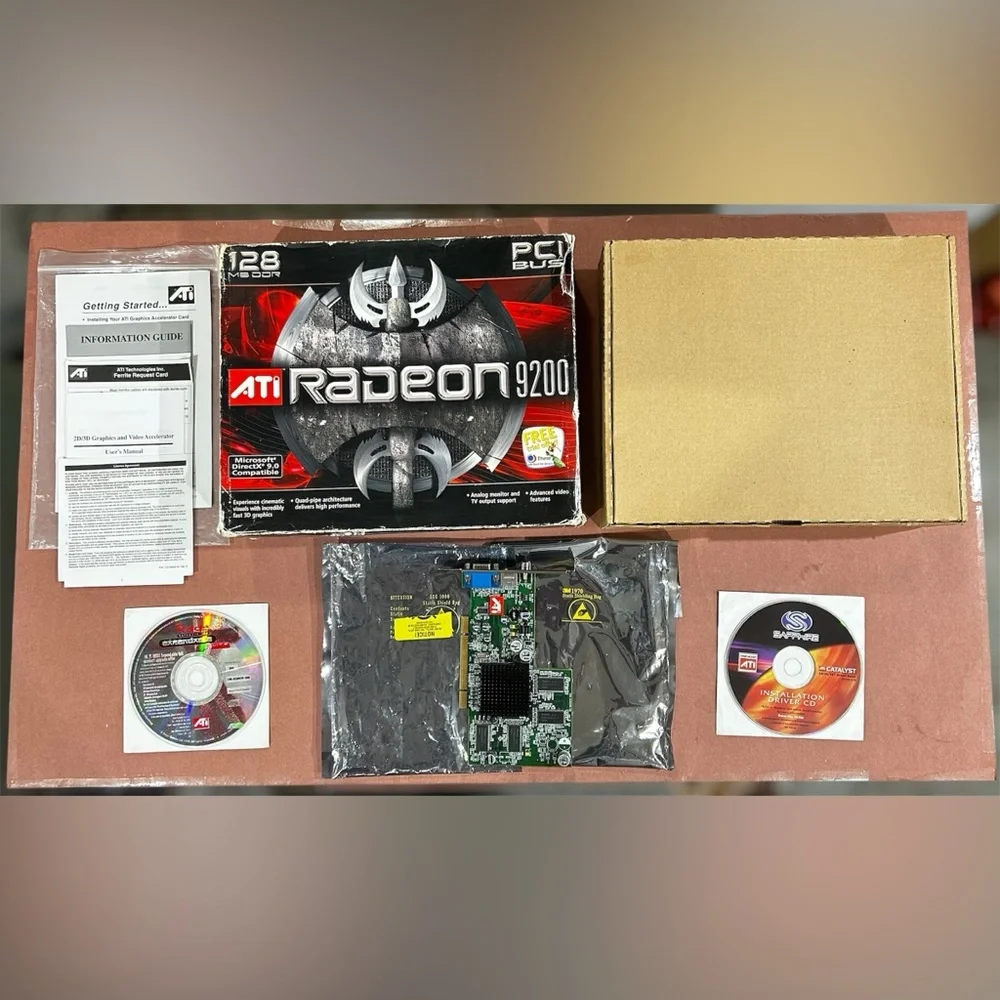 ATI Radeon 9200 Sapphire PCI 128MB 100-436009 NOS Open Box w/Driver & RAGE Disc